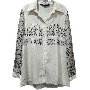 Jonathan Cohen 8 Made in USA Linen Hand Painted Designer Button Down Shirt Y2